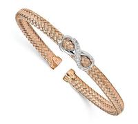 Oro Rosa Argento Sterling Bianco Zaffiro Infinito Cavo Polsino Bracciale Rigido