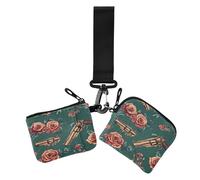 Oro rosa gotico rosa con metallo donna portamonete porta carte mini moda cambio borsa portafoglio con cinturino da polso per lavoro 2 pz recto verso, Oro rosa gotico rosa con metallo, moderno