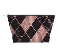 Oro rosa marmo rosa nero geometrico, Borsa da toilette Borsa per trucco Borsa per cosmetici Borsa da toilette da viaggio portatile