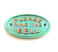 Oro Rosa PLEASE RING THE BELL - Casa Porta Placca Insegna Giardino - IN Verde