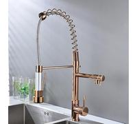 Oro rosa Pull Down Rubinetto Della Cucina Design Doppia Molla Miscelatore Acqua Calda e Fredda Moderno Rubinetto Del Lavello Della Cucina Arco Alto Facile Pulire Uso Domest