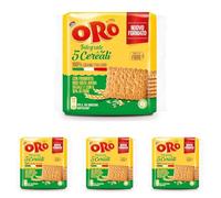 Oro Saiwa 5 Cereali, Biscotti Integrali con Frumento, Riso, Orzo, Avena e Segale, Fonte di Magnesio e Ricco di Fibre, 100% Grano Italiano, 420g (Confezione da 4)