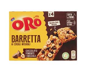 Oro Saiwa Barretta di Cereali Integrali, Cioccolato e Nocciola, 160g