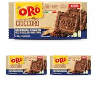 Oro Saiwa Cioccoro, Frollini Integrali al Cacao con Gocce di Cioccolato e Fiocchi d'Avena, Fonte di Fibre, 100% Grano Italiano, 300g (6 monoporzioni da 50g) (Confezione da 3)