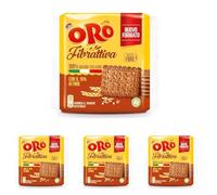Oro Saiwa Fibrattiva, Biscotti Integrali con 15% di Fibre, 100% Grano Italiano, Consigliato per la Regolarità Intestinale, 420g (Confezione da 4)