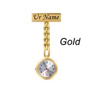 (Oro) Spilla incisa individualmente con il tuo nome e logo, spilla da bavero, orologio da ostetrica