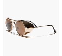 Oro Steampunk Occhiali da Sole Con Pieghevole Lato Scudi Marrone Lenti - Bram