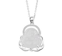 Oro su S925 Natural Jade Maitreya Buddha Collace, Ciondolo di Pace Vintage, Elegante Dono di Giada per la serenità della Moglie