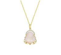 Oro su S925 Natural Jade Maitreya Buddha Collace, Ciondolo di Pace Vintage, Elegante Dono di Giada per la serenità della Moglie