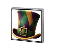 Oro Verde E Viola Leprechaun Cappello a cilindro Unisex Spille & Pins Quadrato Leggero Risvolto Distintivo Gioielli per Abbigliamento Scialle Cappello