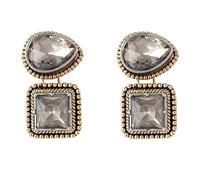 Oro vintage cristallo dangle orecchini rettangolo goccia dangle per le donne scintillanti formali retro textured accento orecchini per data notte, brunch serata ballo