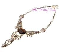 Oro Vintage Glamour Decorativo Ambra Beige Girocollo Bavaglino Collana con /