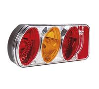 OROK - Luci posteriori cromate a 5 funzioni - Sinistra - Lanterna 5 funzioni cromato/lampeggiante, luce notturna, fermo, luce di retromarcia - Dimensioni: 222 x 100 x 55 mm - Interasse 150/155 mm