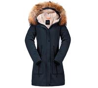 OROLAY Parka Invernale da Donna Foderato in pile Addensato con Cappuccio e collo in Pelliccia Rimovibile Zaffiro Scuro L