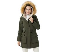 OROLAY Parka Invernale da Donna Foderato in pile Addensato con Cappuccio e collo in Pelliccia Rimovibile Oliva Drab XXL