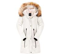 OROLAY Parka Invernale da Donna Foderato in pile Addensato con Cappuccio e collo in Pelliccia Rimovibile Giorno di Pioggia S