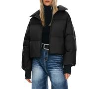 OROLAY Piumino Invernale da Donna Collo Alto Sagoma Oversize a Bolle Piumino Corto Nero XL