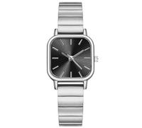 Orologi alla moda Orologio da donna, con elegante cinturino in acciaio inossidabile, orologio da polso analogico quadrato alla moda, regalo di compleanno for donne/ragazze Ritorno a scuola(Svart)