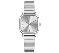 Orologi alla moda Orologio da donna, con elegante cinturino in acciaio inossidabile, orologio da polso analogico quadrato alla moda, regalo di compleanno for donne/ragazze Ritorno a scuola(Silver)