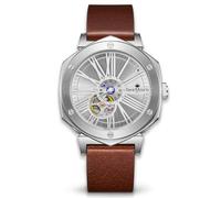 Orologi Automatici Da Uomo Mythique le Monde - Orologio Semi Scheletrato In Acciaio Inossidabile 316L - Vero Cristallo Di Zaffiro - Orologi Da Polso Impermeabile Fino a 100m Con Cinturino In Pelle.