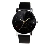 Orologi con linea di seconda mano da donna, alla moda, analogico, in pelle, orologi da polso, cinturino al quarzo, orologio da donna analogico, Nero , L