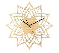 Orologi da Cucina da Parete 11,8"" Orologio a Forma di Fiore di Loto, Scultura in Legno da Appendere, Decorazione in Legno Intagliato Boho da Appendere, Arte in Legno co