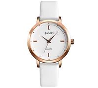 Orologi da donna cinturino in pelle nera moda semplice piccola luce minimalista sottile impermeabile abito casual analogico quarzo giovane ragazza regali femminili orologio da polso SKMEI, L1457 bianco