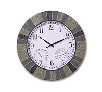 Orologi da giardino NMDCDH Impossibile, grandi con orologi per esterni per temperatura e umidità per la resina esterna a prova di idratazione da giardino e resina esterna a prova di polvere round 14