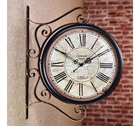 Orologi da Giardino per Esterni, Orologio da Stazione, Orologio da Parete Bifacciale, Orologio da Stazione retrò Vintage, Orologi da Esterno per Patio - Decorazione con Orologio Vintage