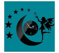 OROLOGI DA PARETE ADESIVO OROLOGIO MODERNO PER BAMBINA CON FATA LUNA EFFETTO SPE