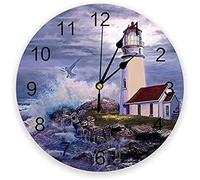 Orologi da parete da cucina silenziosi realizzati con faro Orologio da parete con mare Stile rotondo Orologio da parete dal design moderno di moda per la casa Soggiorno Camera da letto Decorazione Dec