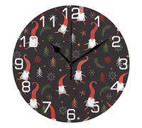 Orologi da parete in PVC, orologio digitale rotondo e circolare, silenzioso, facile da leggere, a batteria, senza cornice, orologio da scrivania, leggero, senza ticchettio, 9,8 pollici, gnomi natalizi