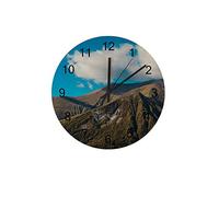 Orologi da parete Orologio rotondo Nessun ticchettio Movimento silenzioso al quarzo AA Batteria Nuvole Montagne Montagne Home Kitchen Decor 12 pollici