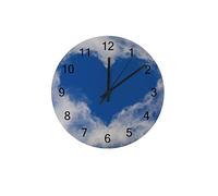 Orologi da parete Orologio rotondo Senza ticchettio Movimento al quarzo Movimento silenzioso AA Batteria Cuore Cielo Nuvole Cielo blu Love Home Kitchen Decor 12 pollici