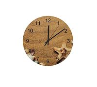 Orologi da parete Orologio rotondo Senza ticchettio Movimento al quarzo Movimento silenzioso AA Batteria Sea Sand Coast Beach Seashells Home Kitchen Decor 12 pollici