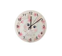 Orologi da parete Orologio rotondo Senza ticchettio Movimento silenzioso al quarzo Funzionamento a batteria AA Simpatico coniglietto Madre Bambino Home Kitchen Decor 12 pollici
