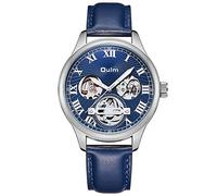 Orologi Da Polso,Cinturino Per Orologio Meccanico Automatico Attraverso Il Fondo Dell'Orologio Da Uomo D'Affari Semplice, Conchiglia Argentata Blu
