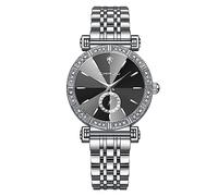 Orologi da polso classici da donna alla moda con strass e diamanti in acciaio inox, movimento al quarzo giapponese, analogico, orologi da donna impermeabili casual da donna, Argento e nero., chic