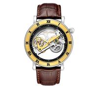 Orologi Da Polso,Creativo Completamente Vuoto Attraverso Il Fondo Orologio Meccanico Completamente Automatico Orologio Da Uomo Alla Moda, Cintura In Pelle Marrone Oro