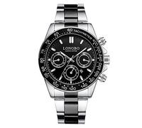Orologi Da Polso,Creativo Quadrante Grande Business Orologio Al Quarzo Calendario Luminoso Cinturino In Acciaio, Cinturino Nero Tra I Volti Neri