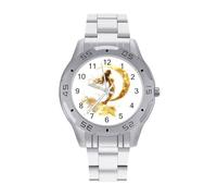 Orologi da polso da donna in acciaio inossidabile alla moda da uomo con luna sirena color oro