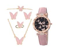 Orologi Da Polso Da Donna - Orologi Das Donna | Set Di 5 Orologis A Farfalla Con Collana E Anelli, Set 5 Pezzi Orologio Das Polso Farfalla Con Collana Per Appuntamenti, Casual, Viaggi, Ufficio, Quoti