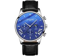 Orologi Da Polso,Fase Della Luna E Delle Stelle Orologio Al Quarzo Moda Multifunzionale Orologio Da Polso Impermeabile, Le Coperture D'Argento Cintura Di Superficie Blu