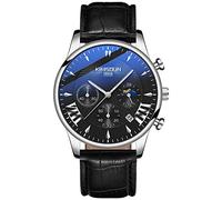 Orologi Da Polso,Fase Della Luna E Delle Stelle Orologio Al Quarzo Moda Multifunzionale Orologio Da Polso Impermeabile, Le Coperture D'Argento Black-Faced Cintura