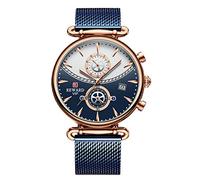 Orologi Da Polso,Fashion Couple Watch Trend Orologio Al Quarzo Impermeabile, Rose Shell Blue Face Men