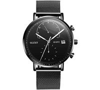Orologi Da Polso,Luminoso Orologio Impermeabile Al Quarzo Con Maglie In Acciaio Inossidabile Con Orologio Da Polso Da Uomo, Quadrante Nero Con Calotta Nera In Acciaio Nero