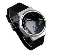 Orologi Da Polso,Orologio A LED Elettronico Luminoso Impermeabile Touch Screen Orologio Death Note Che Circonda La Cintura Nera Silver Shell