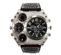 Orologi Da Polso,Orologio A Quadrante Multi-Fuso Orario 2 Quando Si Cammina Orologio Per Il Tempo Libero, Nero Con Guscio D'Argento