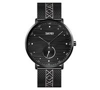 Orologi Da Polso,Orologio Al Quarzo Da Uomo A 2 Lancette Con Cinturino In Maglia Di Moda Per Tutti I Fiammiferi, Nero