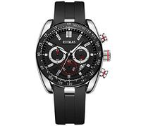 Orologi Da Polso Orologio Al Quarzo In Silicone Sportivo Multi-Funzione Con Calendario Sportivo, Superficie Nera Con Calotta In Acciaio